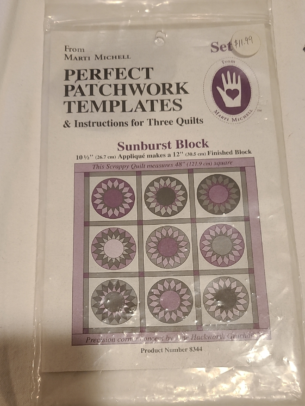 Perfect Patchwork Templates, Set F,  Quilting, Sewing Sunburst Block